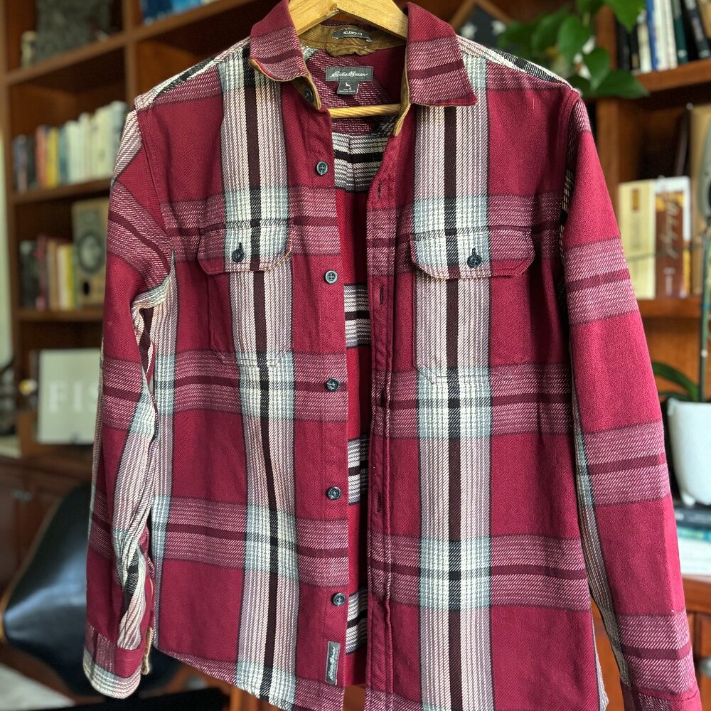 Eddie Bauer Heavyweight Flannel Shirt Jacket – Red Plaid (Size Small)